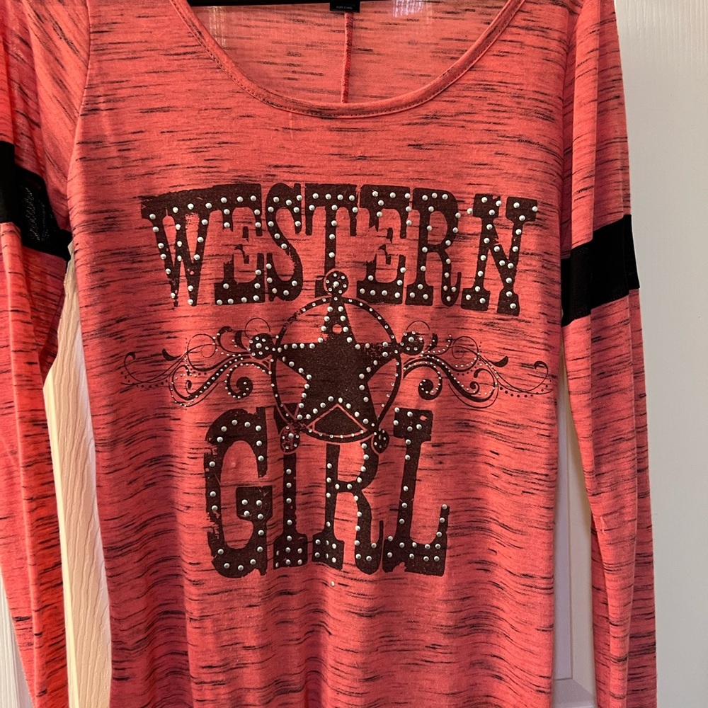 Daytrip Coral Long Sleeve western top